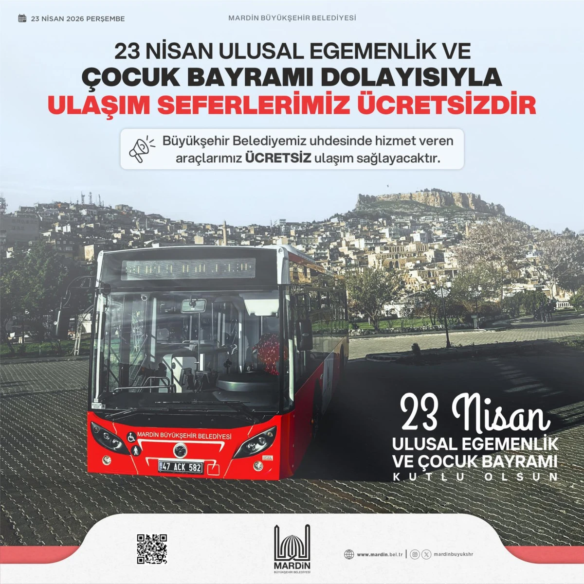 23 Nisan&rsquo;da B&uuml;y&uuml;kşehir Ara&ccedil;larında Toplu Ulaşım &Uuml;cretsiz