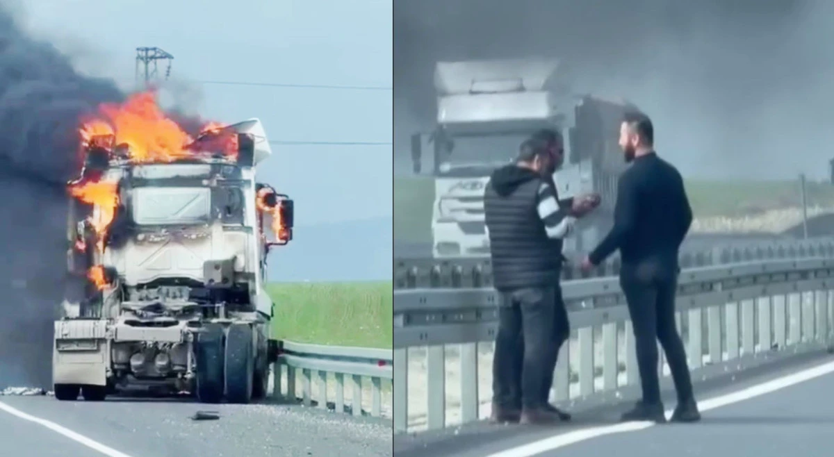 Alev alev yanan tır kullanılmaz hale geldi