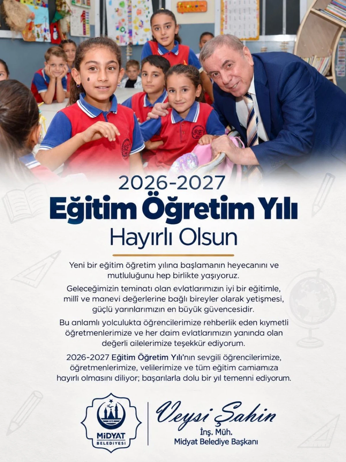 Başkan Veysi Şahin&rsquo;den Yeni Eğitim &Ouml;ğretim Yılı Mesajı