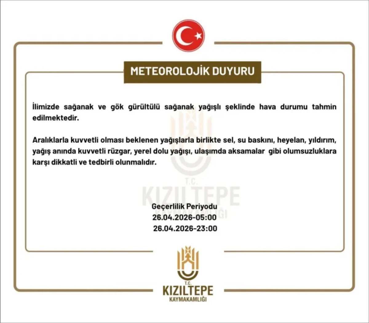 Kızıltepe Kaymakamlığı'ndan Duyuru