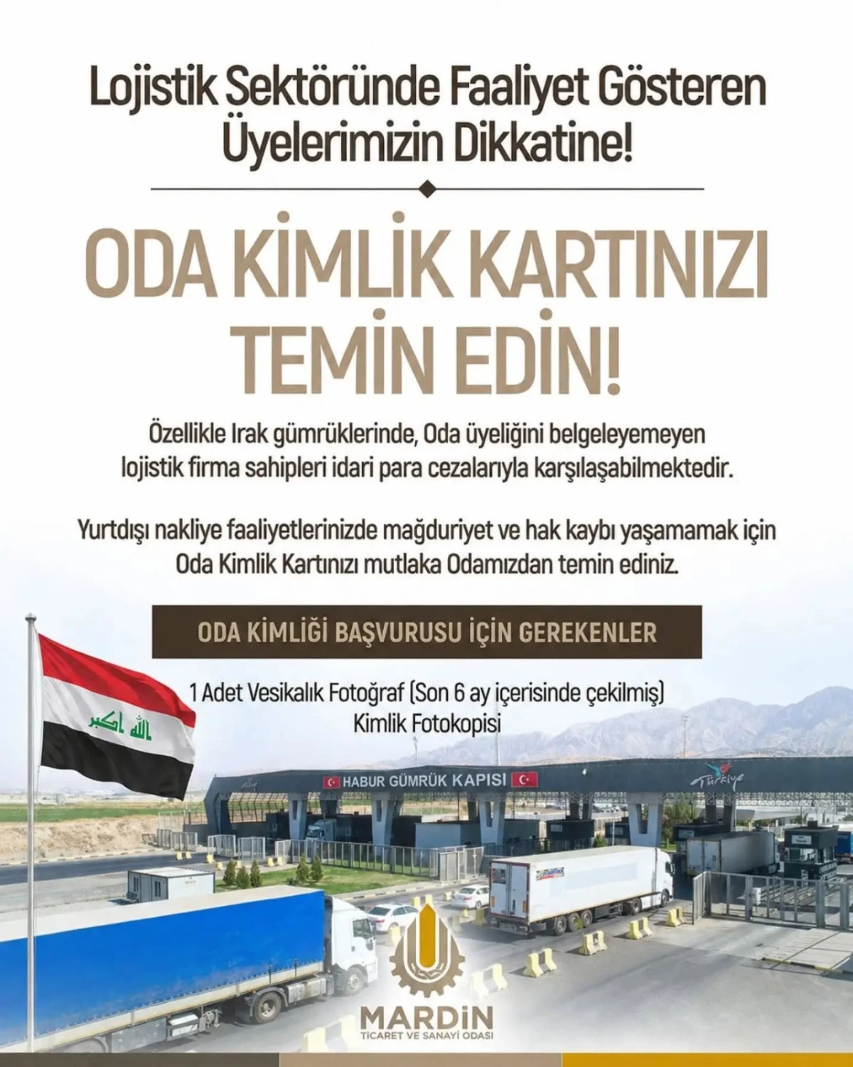 Lojistik Firma Sahiplerine Oda Kimlik Kartı Uyarısı