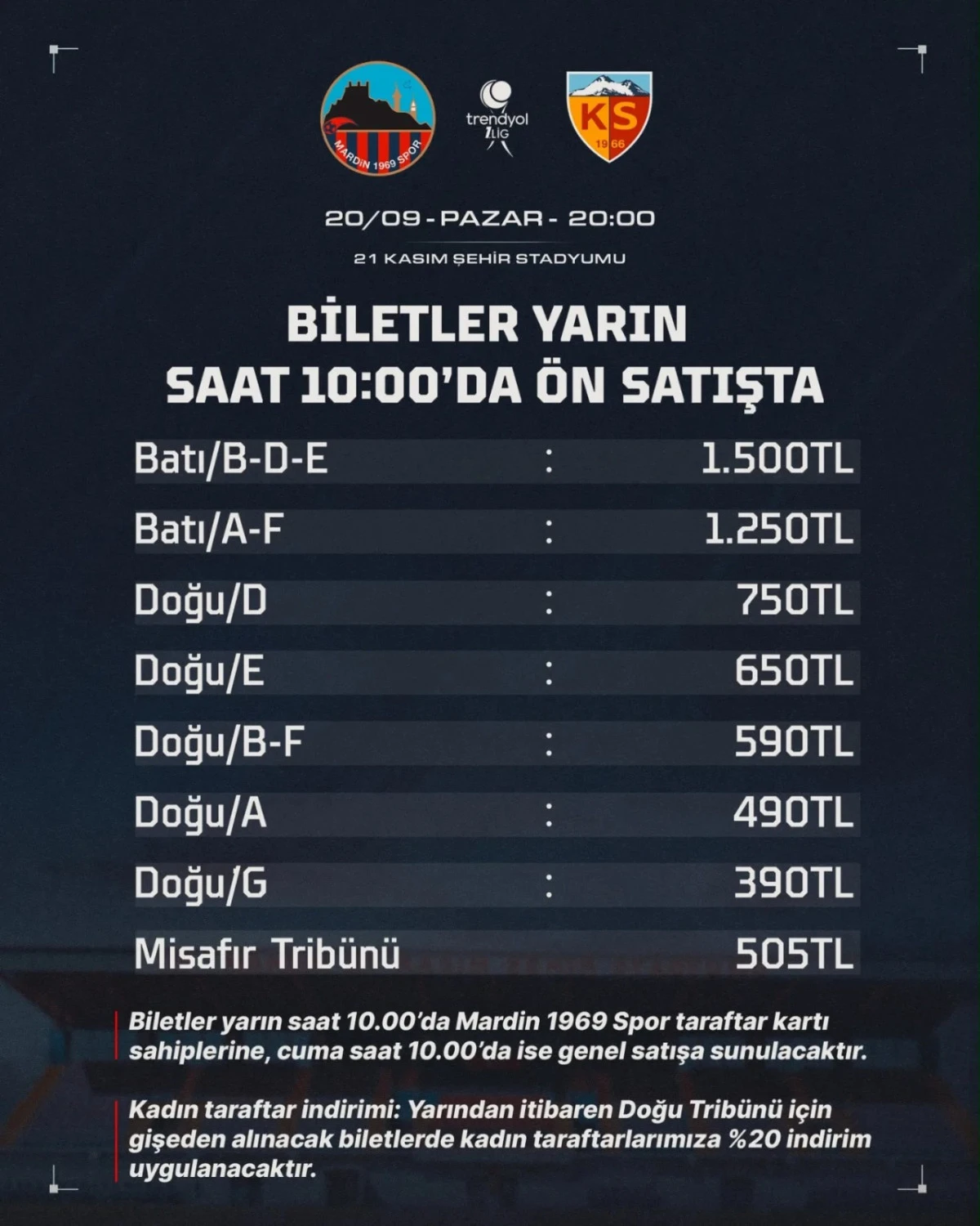 Mardin 1969 Spor-Kayserispor ma&ccedil;ının biletleri yarın satışa &ccedil;ıkıyor