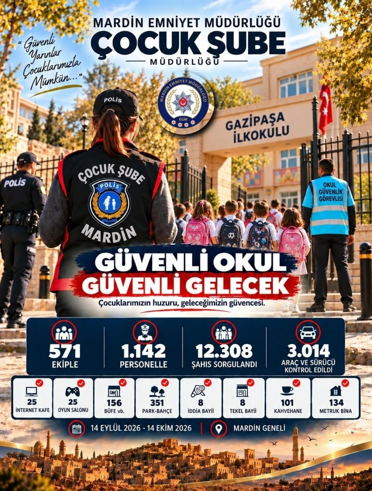 Mardin Emniyeti'nden &ccedil;ocuk g&uuml;venliği i&ccedil;in il geneli denetim
