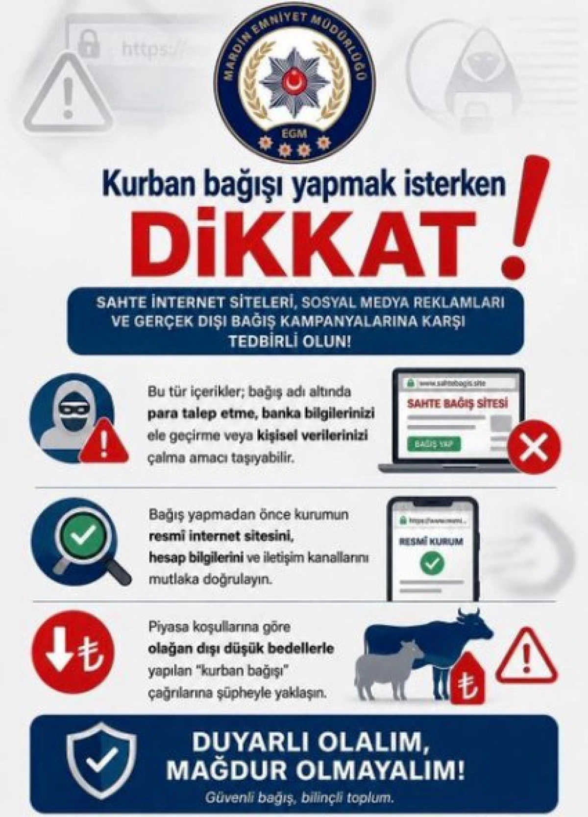 Mardin Emniyeti&rsquo;nden Kurban Bağışı Dolandırıcılığı Uyarısı