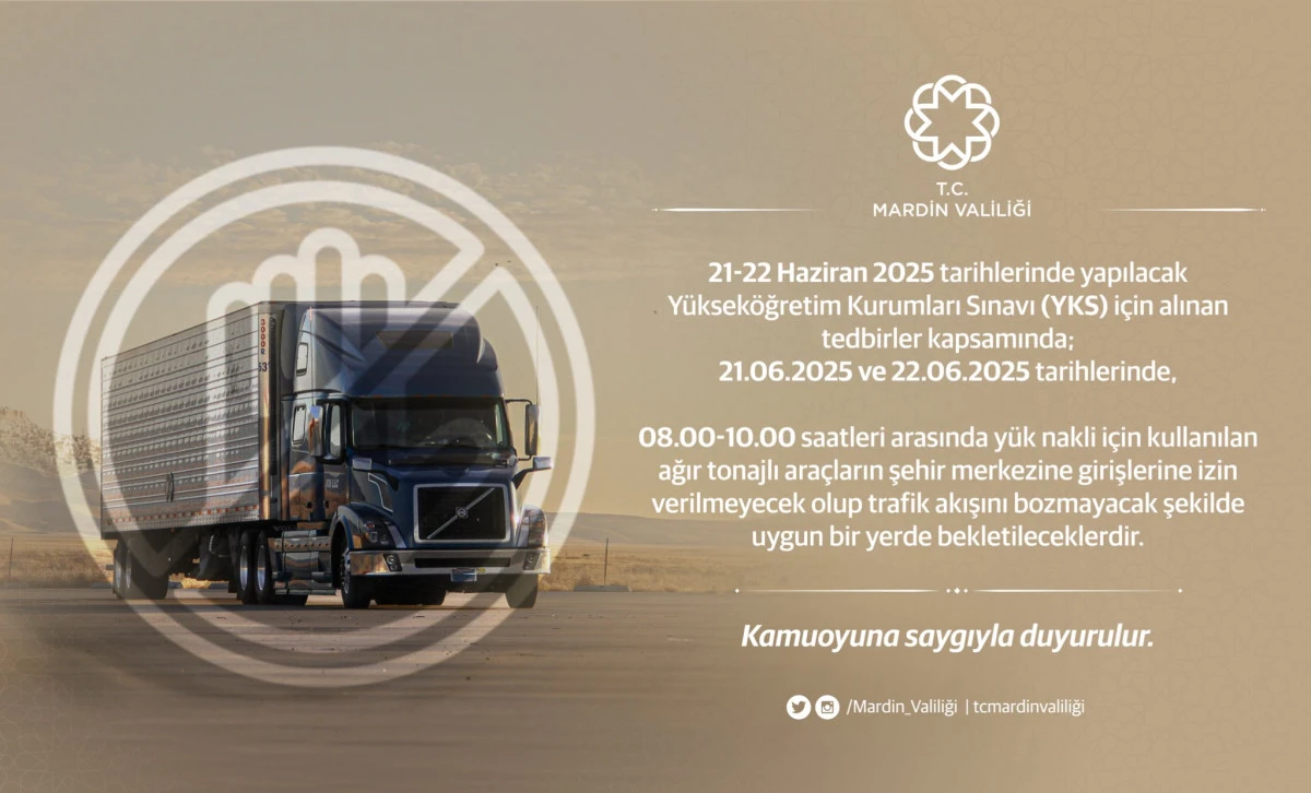 Mardin'de ağır tonajlı ara&ccedil;ların şehir merkezine girişlerine kısıtlama getirildi