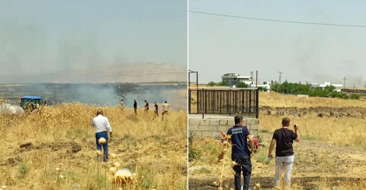 Mardin'de anız yangınına havadan ve karadan m&uuml;dahale ediliyor