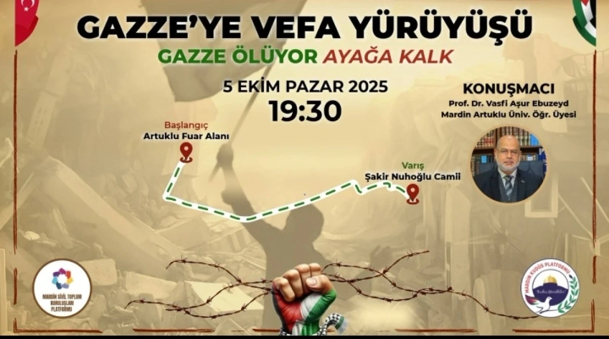 Mardin’de “Gazze’ye Vefa Yürüyüşü” etkinliği düzenlenecek