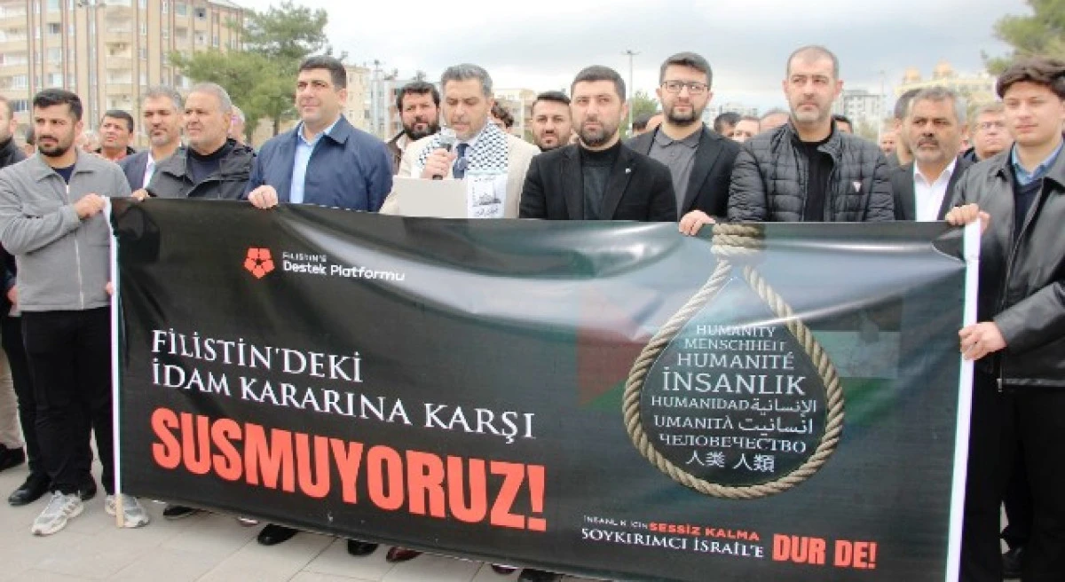 Mardin&rsquo;de &ldquo;idam yasası&rdquo;na tepki: Filistin i&ccedil;in basın a&ccedil;ıklaması