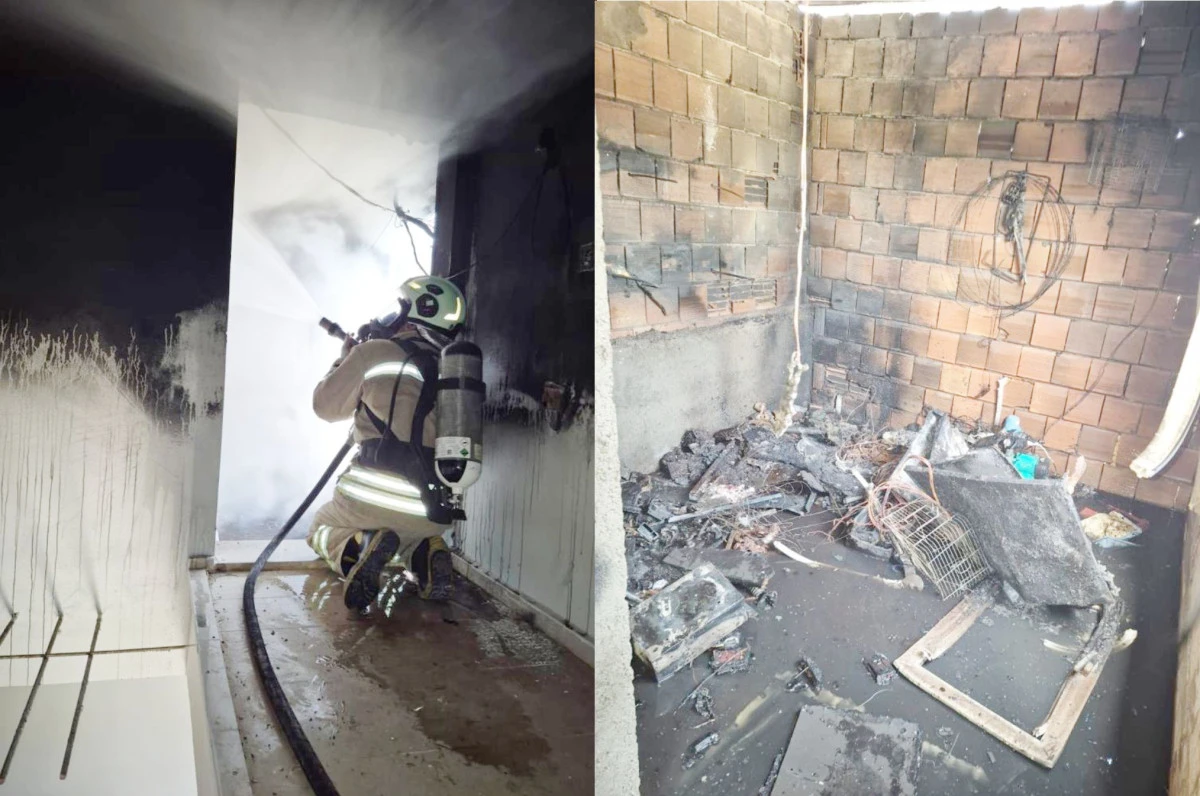 Mardin'de m&uuml;stakil evin damındaki kul&uuml;bede &ccedil;ıkan yangın s&ouml;nd&uuml;r&uuml;ld&uuml;