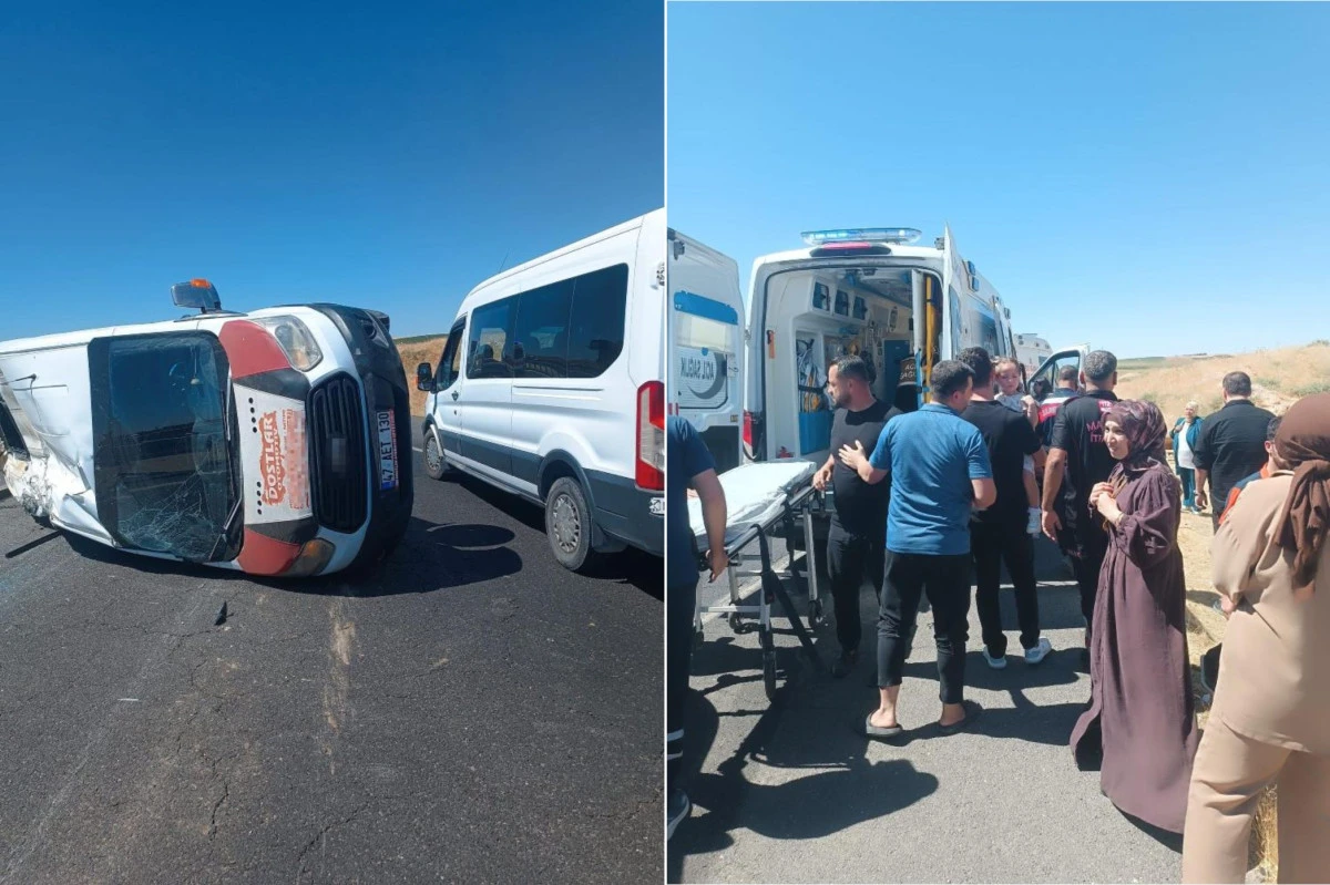 Mardin'de &ouml;ğrenci servisi devrildi: 13 &ouml;ğrenci yaralandı