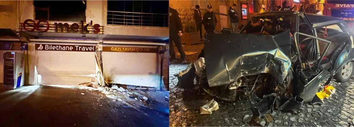 Mardin’de otomobil iş yerinin kepengine çarptı: 4 yaralı