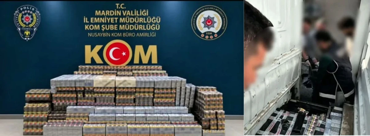 Mardin'de Polisin Durdurduğu Ara&ccedil;tan Binlerce Ka&ccedil;ak Sigara &Ccedil;ıktı