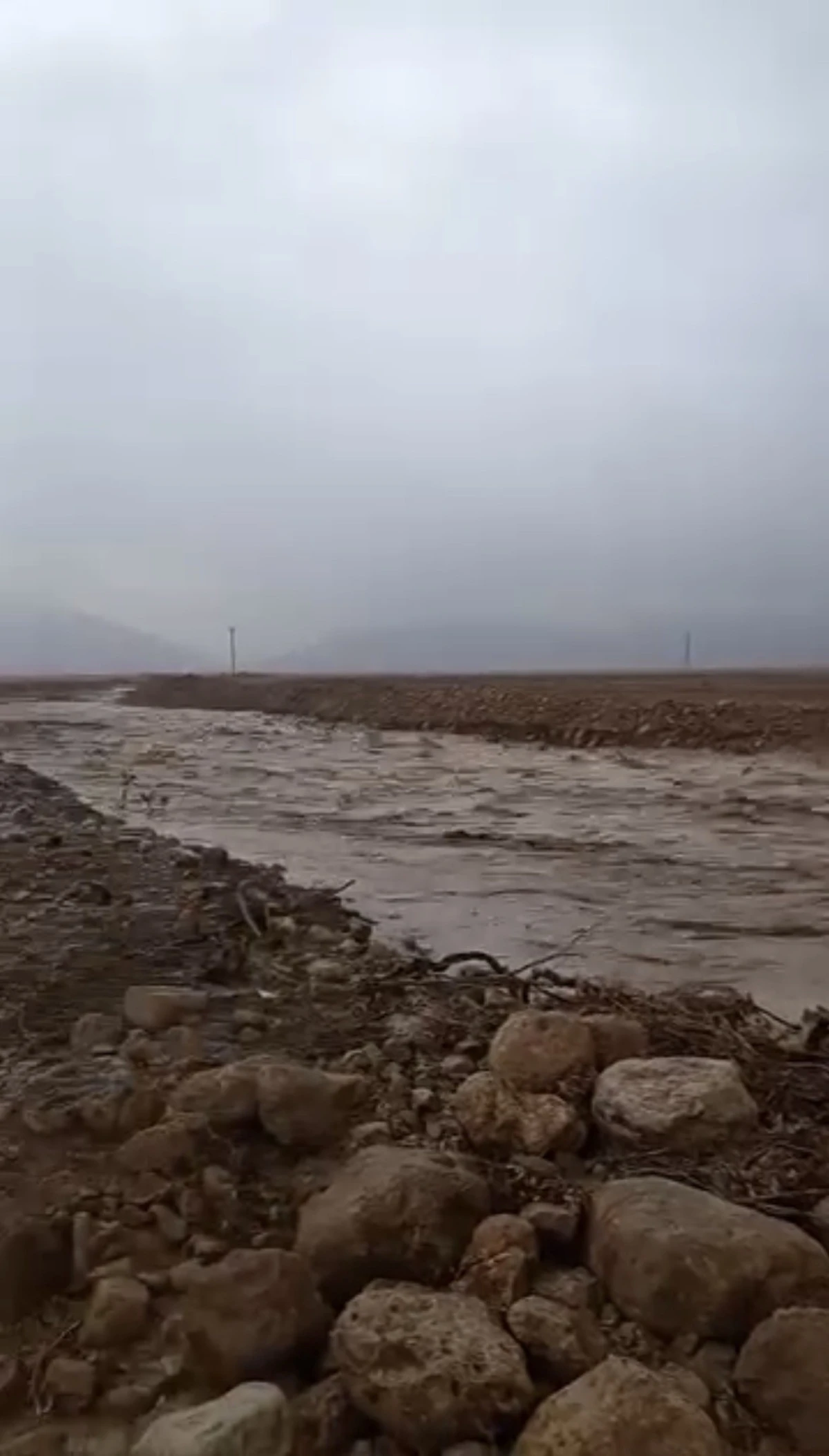 Mardin'de sağanak yağış sonucu dere taştı