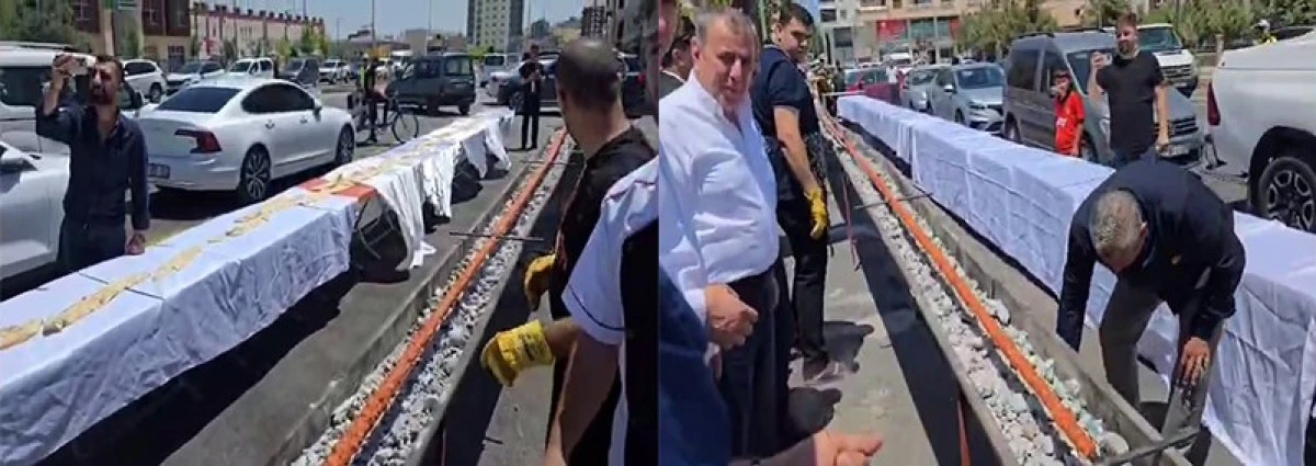 Mardin'in plakasını simgeleyen 47 metrelik kebap yapıldı