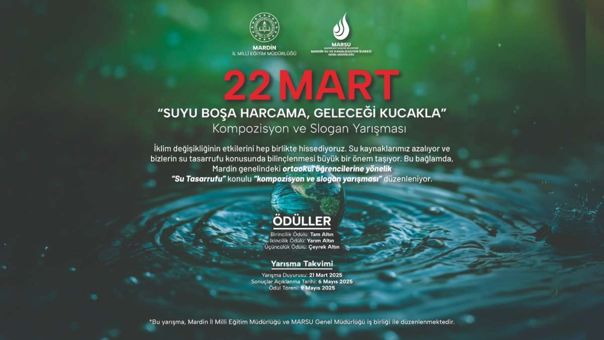 MARSU ve Milli Eğitim İşbirliğiyle Su Tasarrufu Farkındalığına Ödüllü Yarışma Başladı