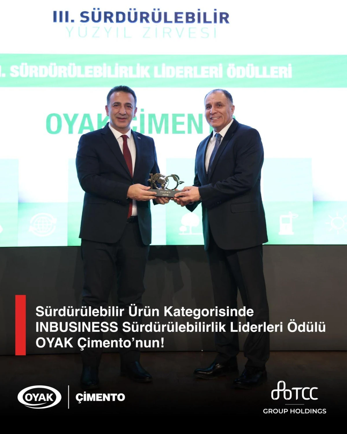 OYAK &Ccedil;imento&rsquo;ya &ldquo;S&uuml;rd&uuml;r&uuml;lebilirlik Liderleri&rdquo; &Ouml;d&uuml;l&uuml;