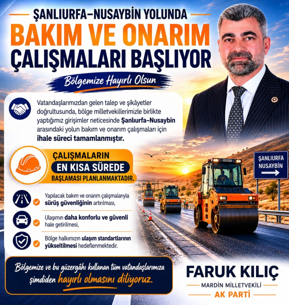 ŞANLIURFA&ndash;NUSAYBİN YOLUNDA BAKIM VE ONARIM &Ccedil;ALIŞMALARI BAŞLIYOR